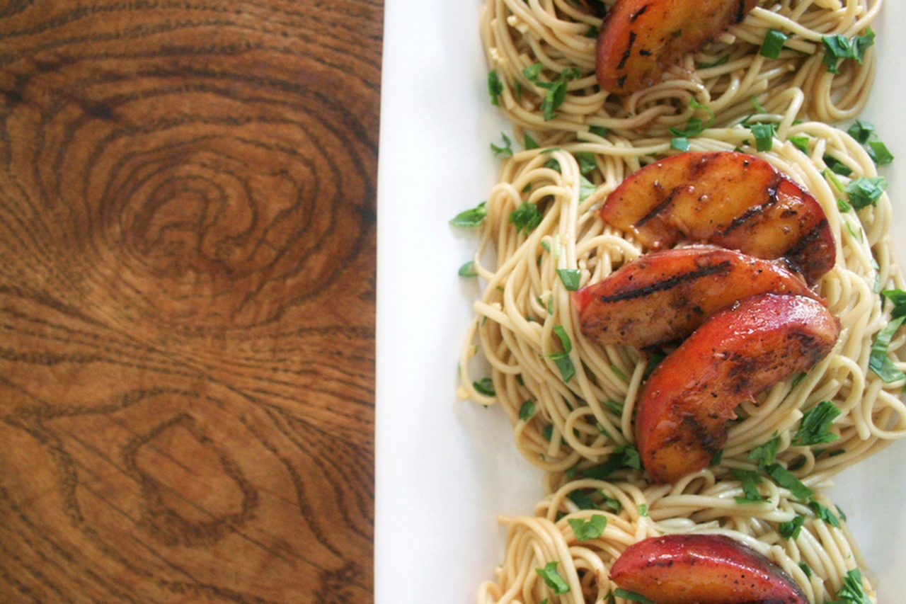 Grilled Chinese Five Spice Peaches with Cold Noodles - Thug Kitchen
